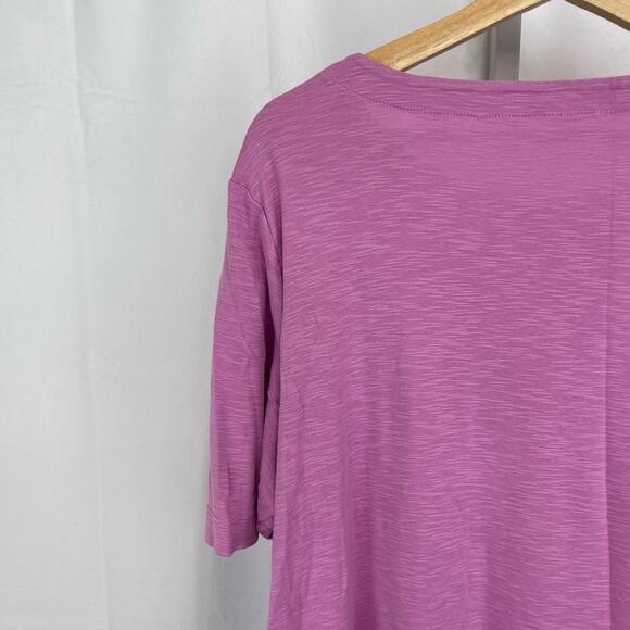 J. JILL Pima Slub Elbow Sleeve Tee Short Sleeve Shirt Purple Pink 2X Plus - Picture 7 of 8